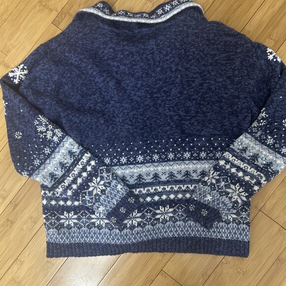 Vintage Tiara Winter Hand Embroidered Snowflake ZipUp Cardigan CabinCore Sz L - Picture 4 of 4